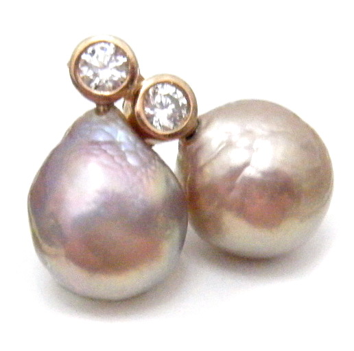Pink Ripple Drop Pearl Earrings